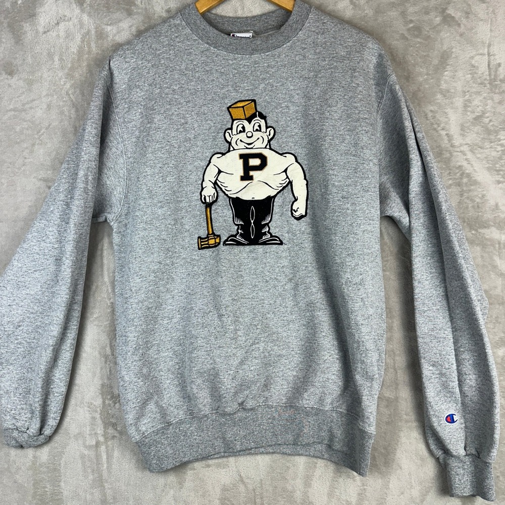 Champion Purdue Boilermakers Mascot Graphic Sweatshirt Medium Grey Crewneck